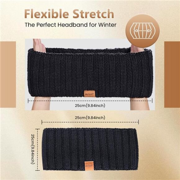 Winter Headbands for Women 3-Pack - Wool Knit Ear Warmers - Picture 6 of 8